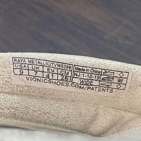 Vionic Raya Metallic Beige Womens Size 9 Casual Slipper Flip Flop Thong Sandals - Picture 3 of 10